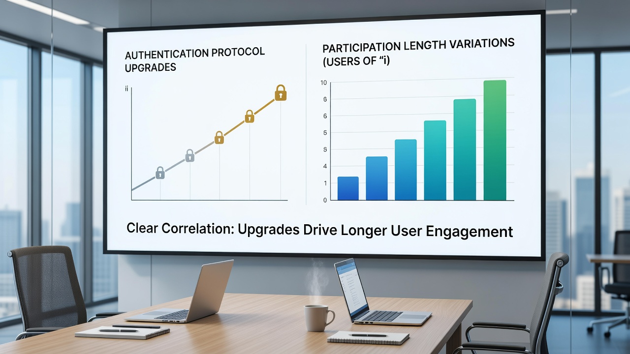 Data charts comparing session durations before and after authentication upgrades in virtual table game environments