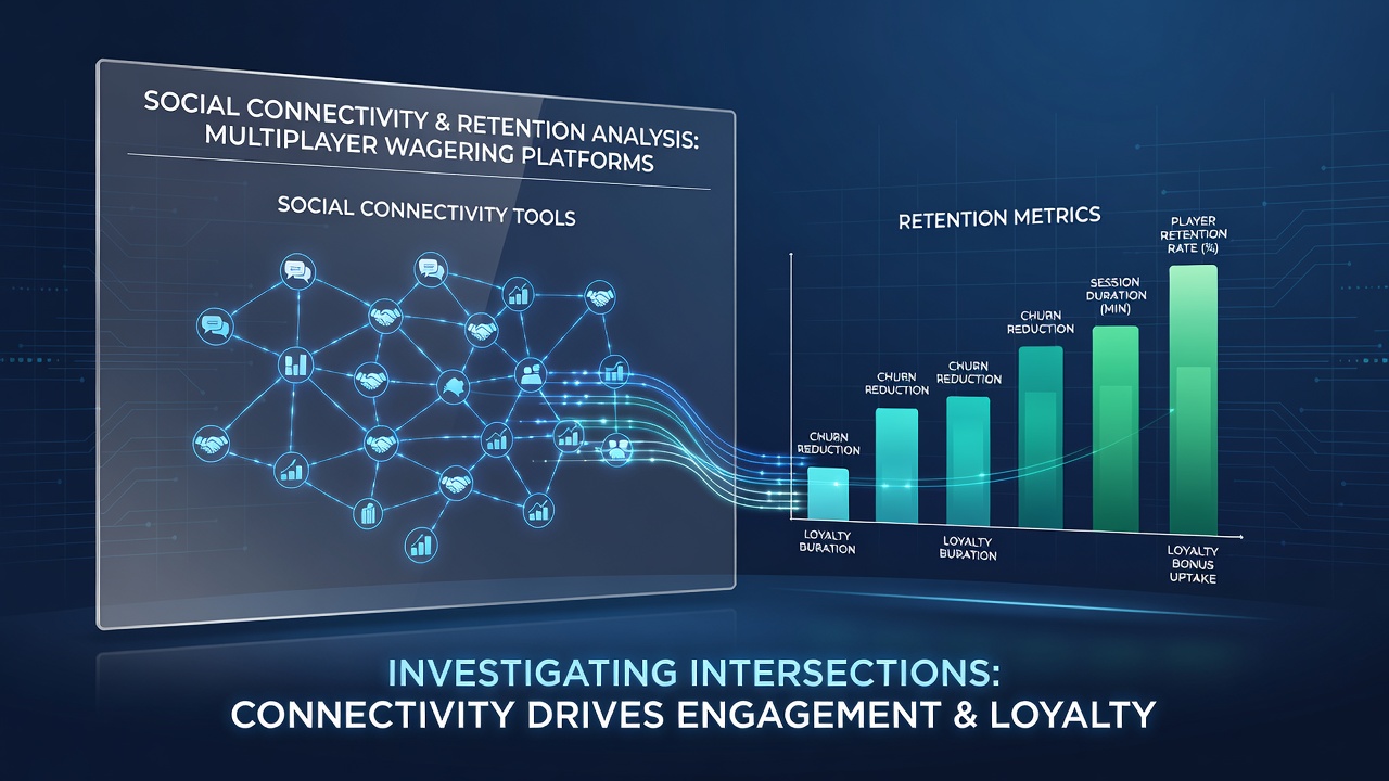Multiplayer digital wagering interface displaying integrated social connectivity features like chat and friend lists alongside player retention dashboards