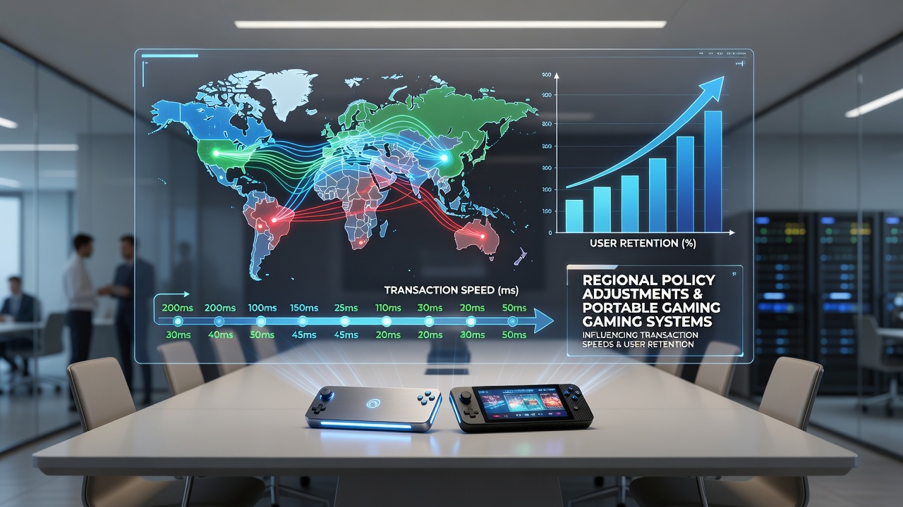 Mobile gaming interface showing transaction processing on a smartphone screen with regional policy indicators